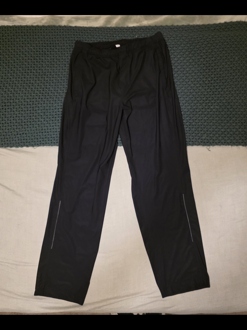 Lululemon Men's Black Reflective-Trim Athletica Track Pants